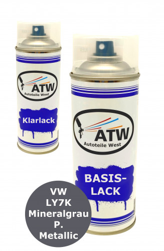 Autolack für VW LY7K Mineralgrau P. Metallic +400ml Klarlack Set